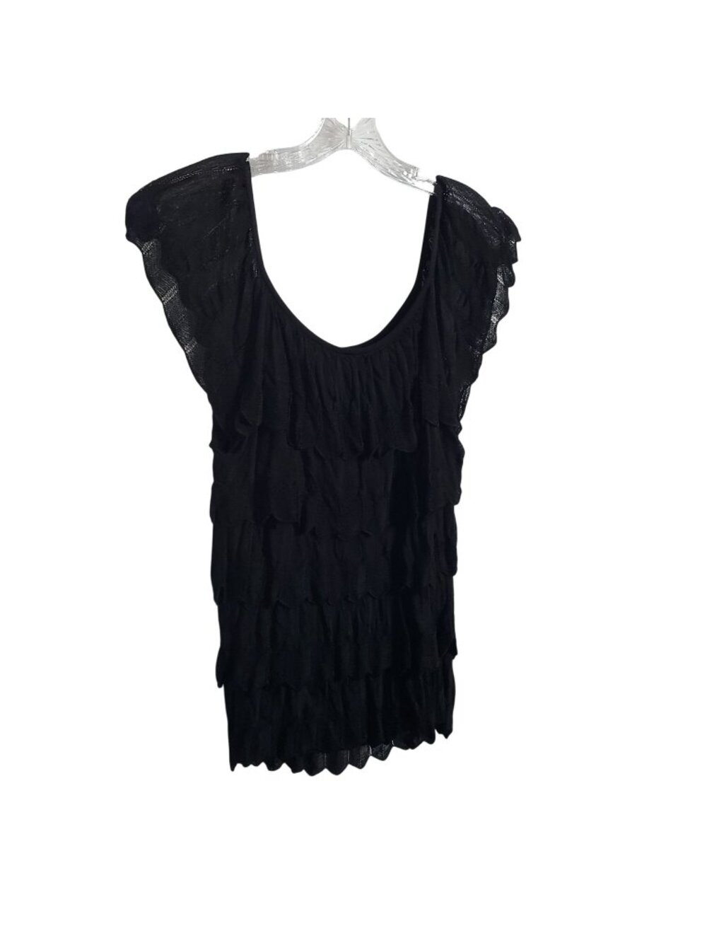 WHBM Size XL Top Pointelle Knit Tiered Ruffle Lined Stretchy Victorian Gothic